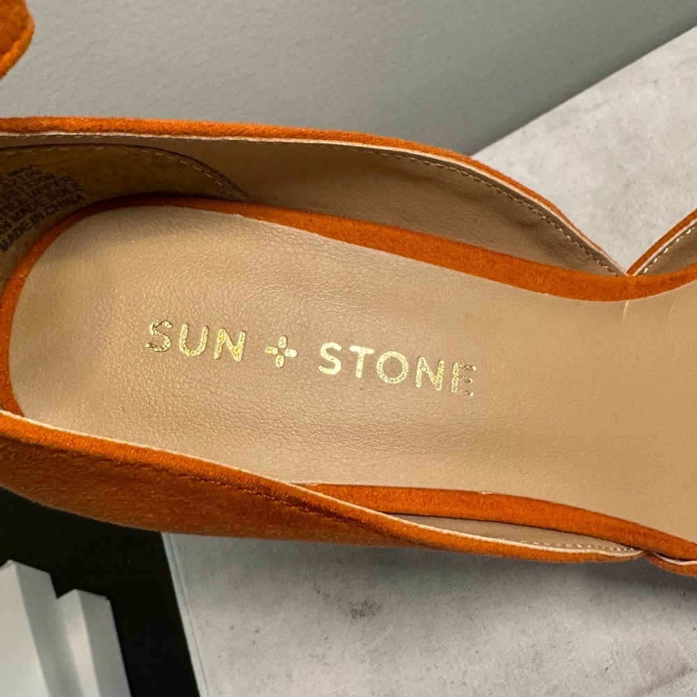 Sun + Stone Orange Platform Shoes with Chunky Heel, Size 7, NWOT - Picture 4 of 9